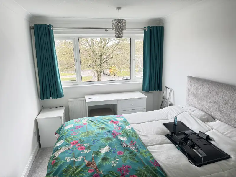 Curtains made to match and compliment the bed cover: Swipe To View More Images